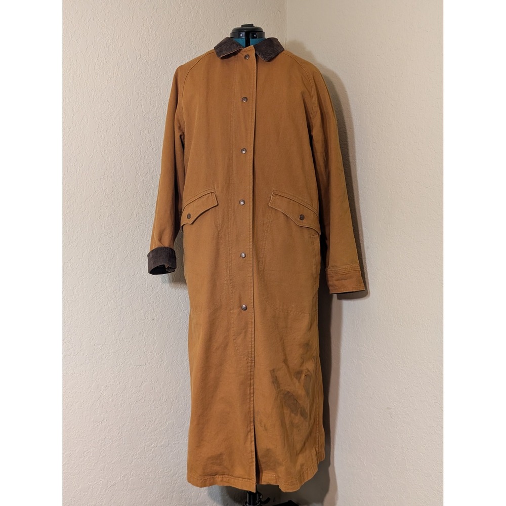 L.L. Bean Womens‎ Small Vintage Made in USA Canvas Long Barn Coat Brown AQ41